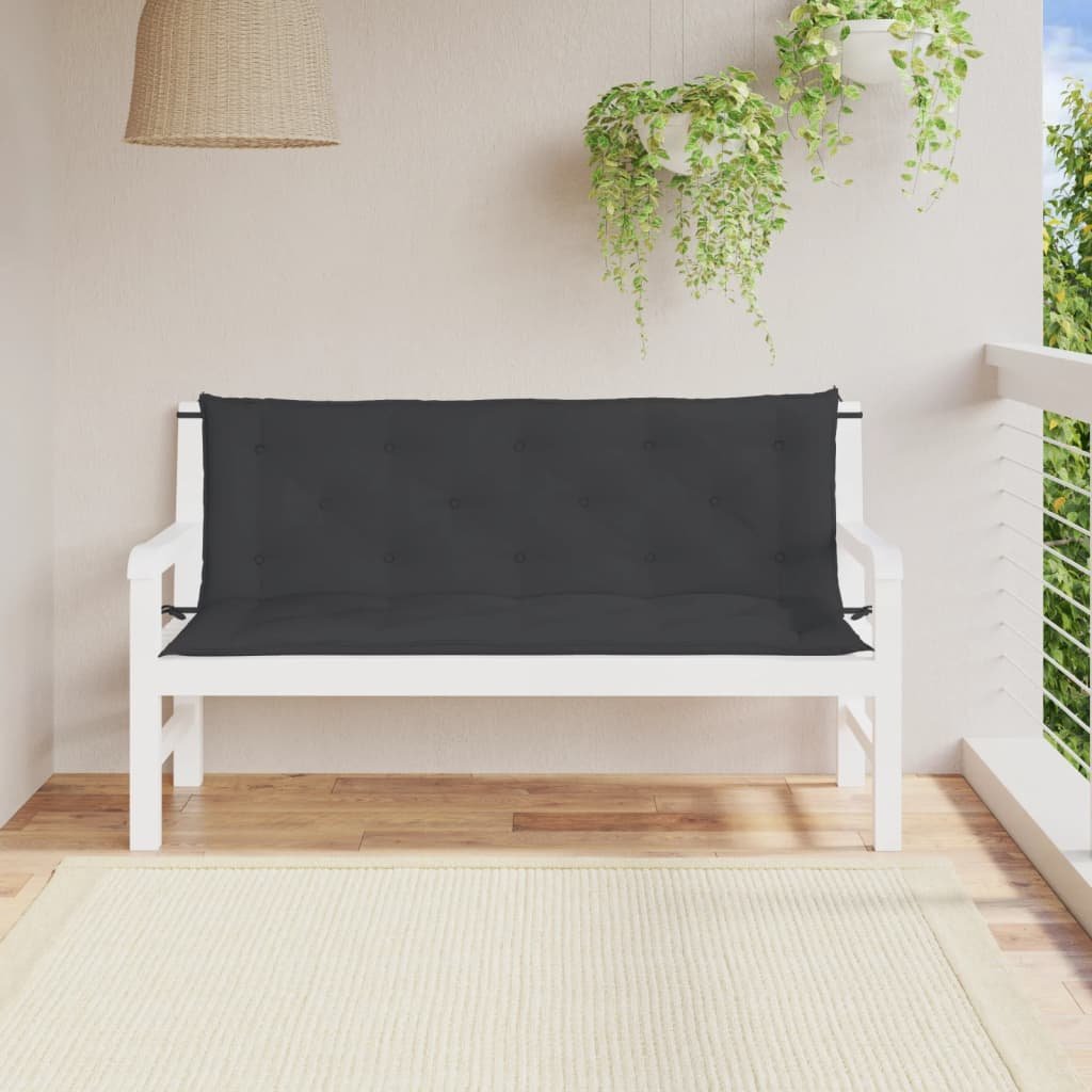 vidaXL Coussins de banc jardin lot de 2 noir 150x50x7 cm tissu Oxford