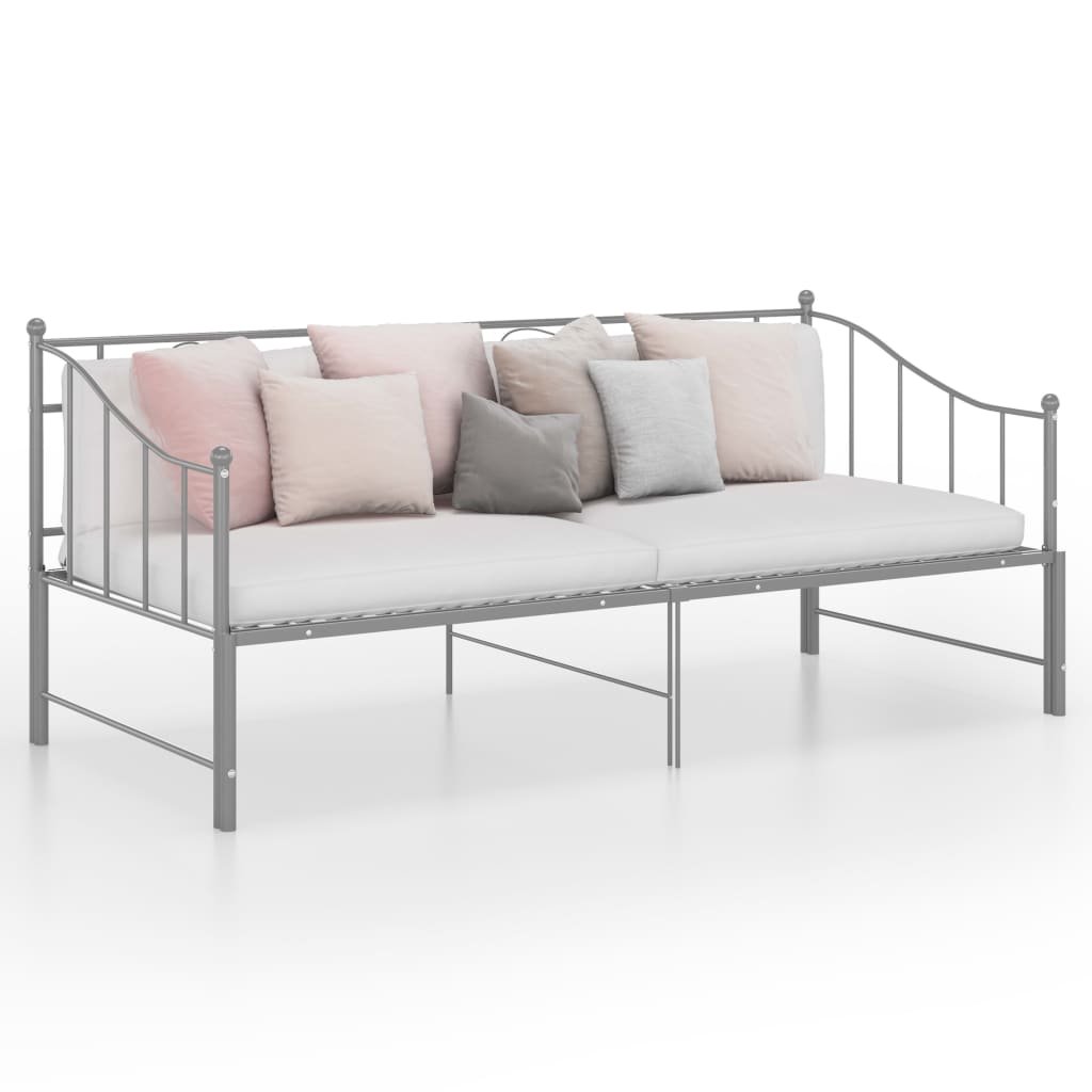 vidaXL Cadre de canapé-lit extensible sans matelas gris métal 90x200cm