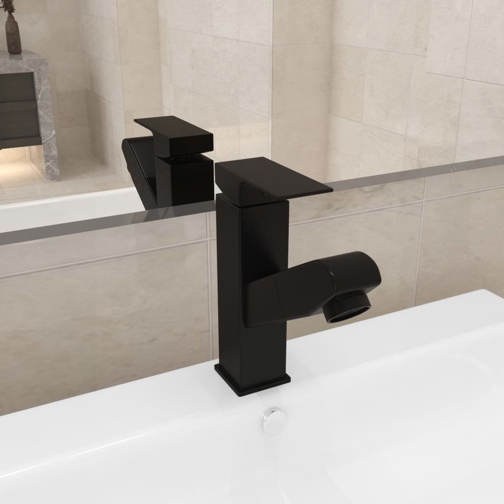 vidaXL Robinet de lavabo rétractable Finition noire 157×172 mm