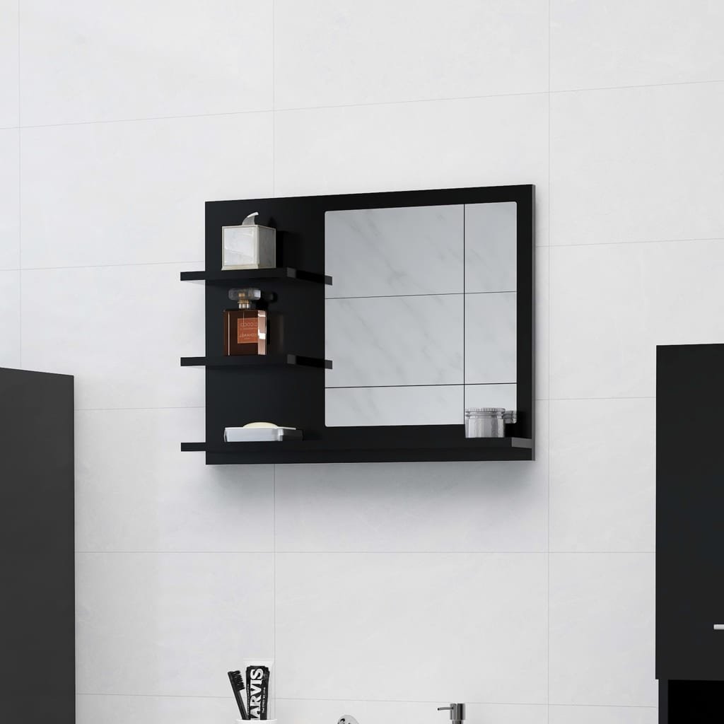 vidaXL Miroir de salle de bain noir 60×10,5×45 cm bois d’ingénierie