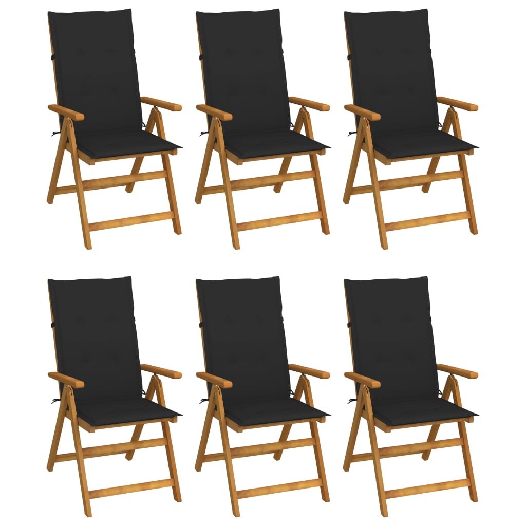 vidaXL Chaises pliables de jardin lot de 6 avec coussins Bois d’acacia