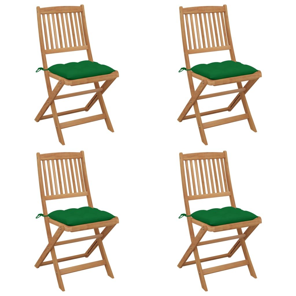 vidaXL Chaises pliables de jardin 4 pcs avec coussins Bois d’acacia