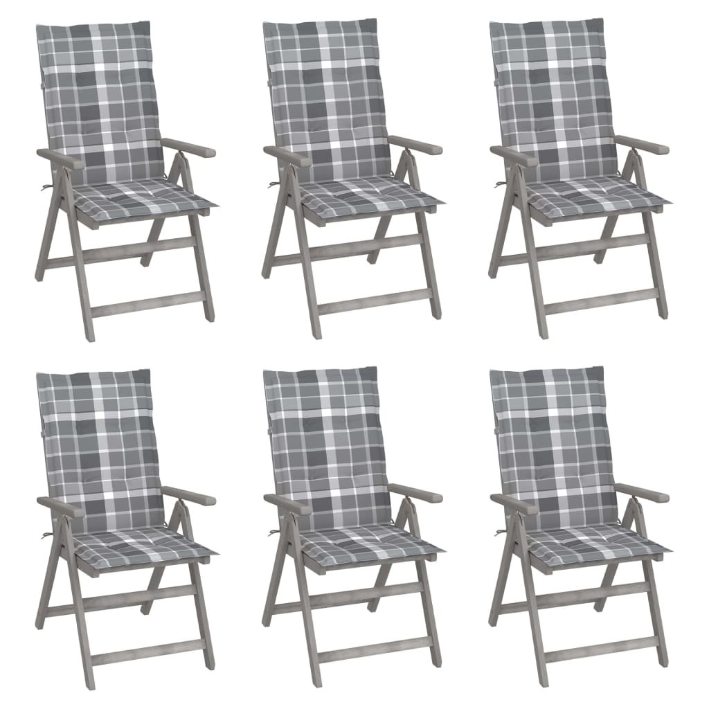 vidaXL Chaises inclinables de jardin lot de 6 et coussins bois acacia