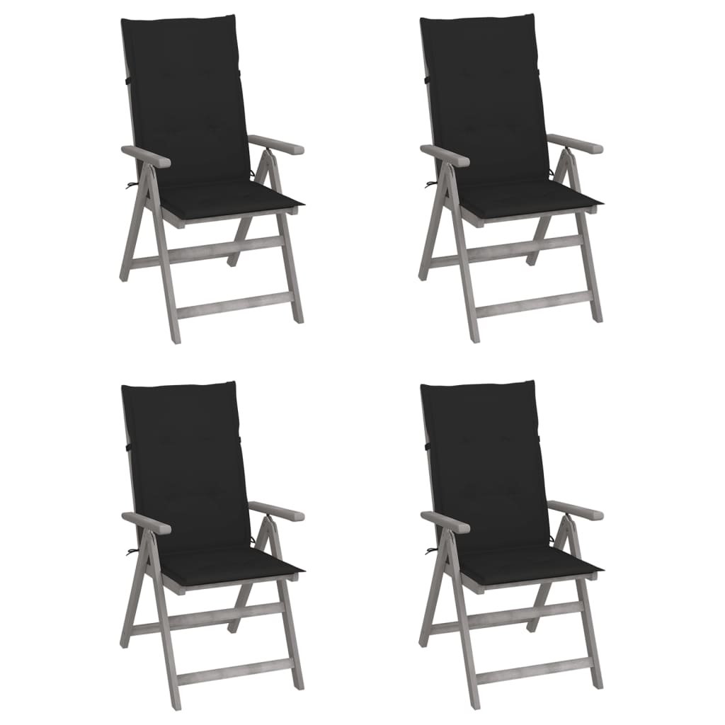 vidaXL Chaises inclinables de jardin lot de 4 et coussins bois acacia