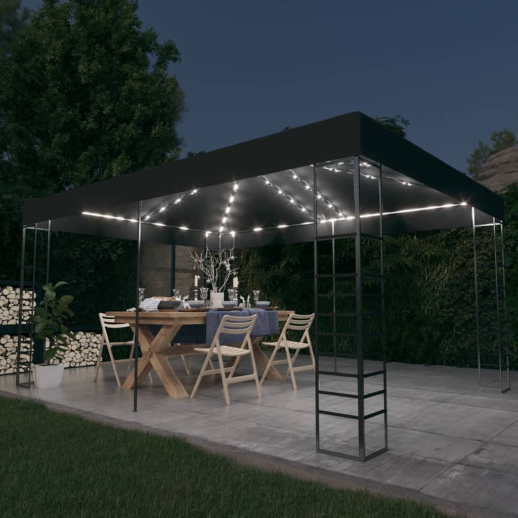 vidaXL Tonnelle avec guirlande lumineuse à LED 3×4 m Anthracite