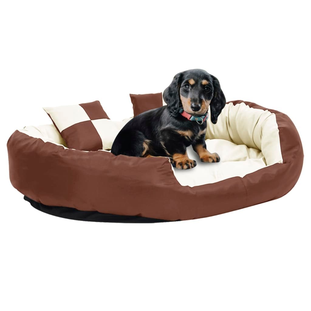 vidaXL Coussin réversible lavable de chien Marron et crème 110x80x23cm