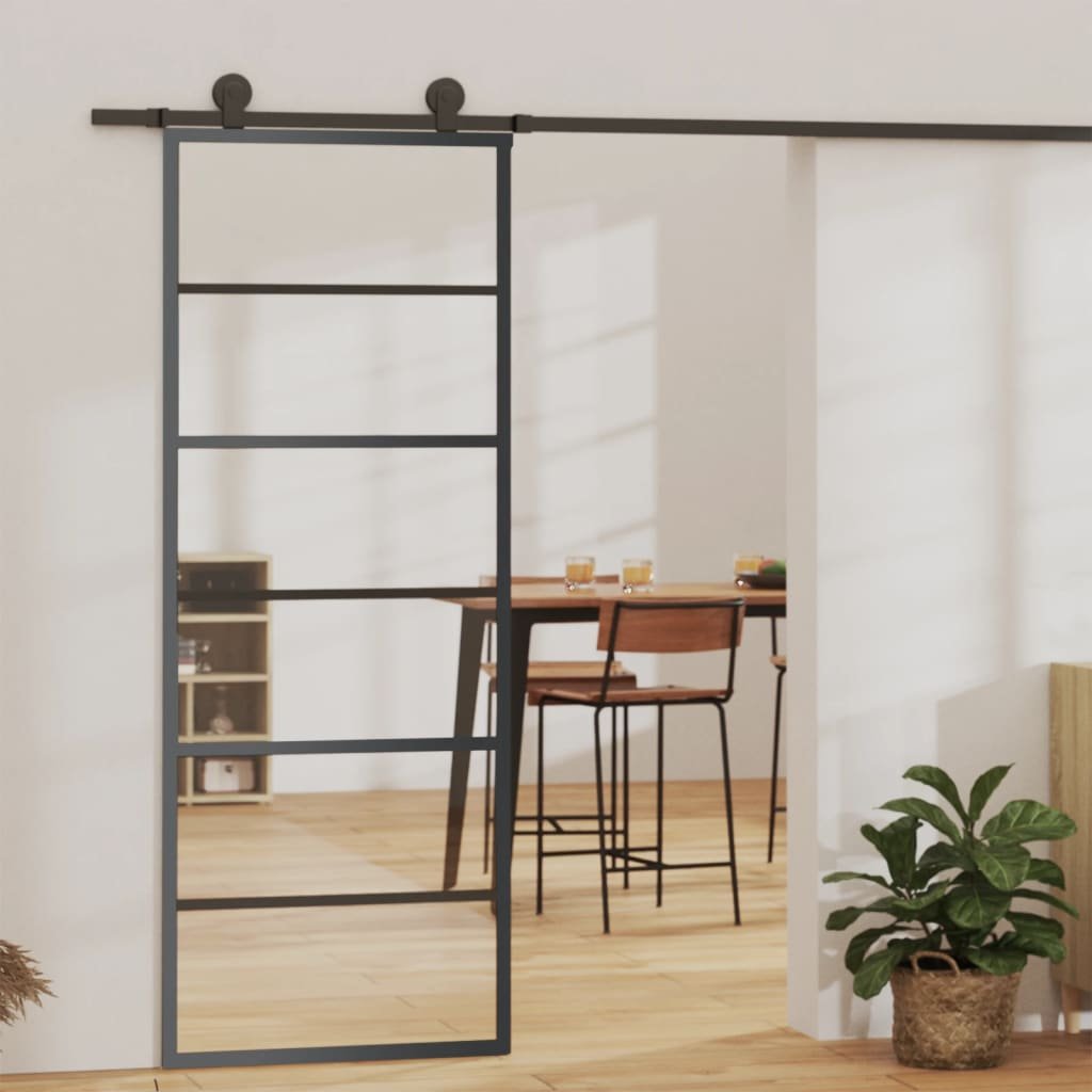 vidaXL Porte coulissante Verre ESG et aluminium 76×205 cm Noir