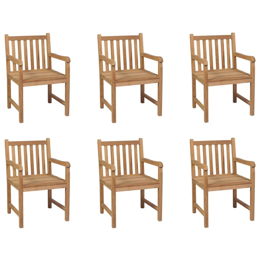 vidaXL Chaises d’extérieur 6 pcs Bois de teck solide