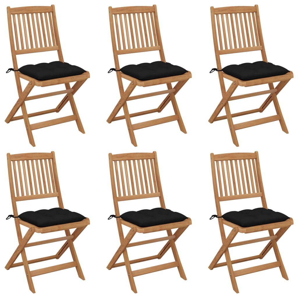 vidaXL Chaises pliables de jardin 6 pcs avec coussins Bois d’acacia