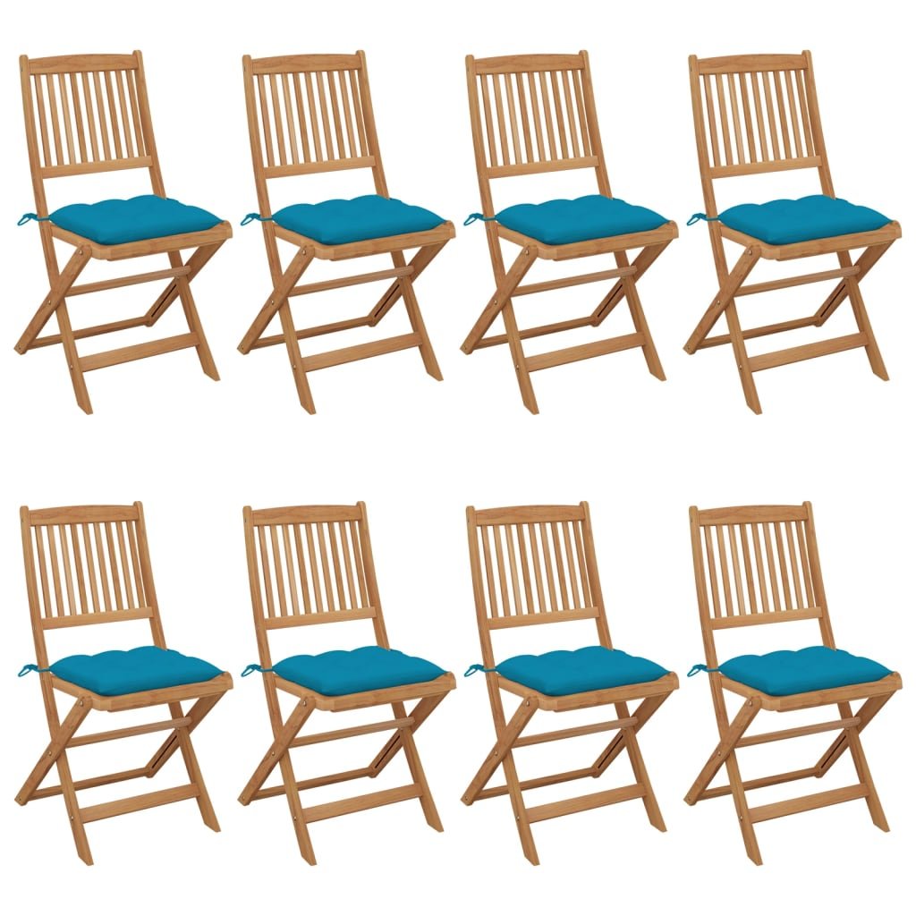 vidaXL Chaises pliables de jardin 8 pcs avec coussins Bois d’acacia