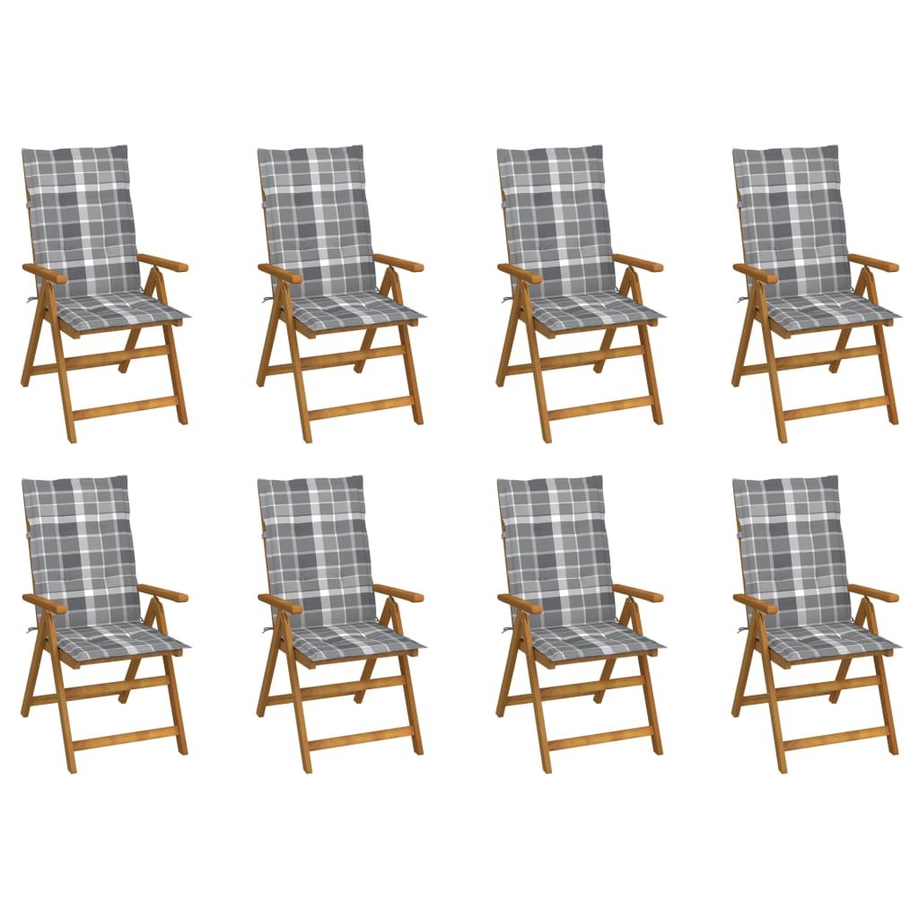 vidaXL Chaises pliables de jardin avec coussins 8 pcs Bois d’acacia