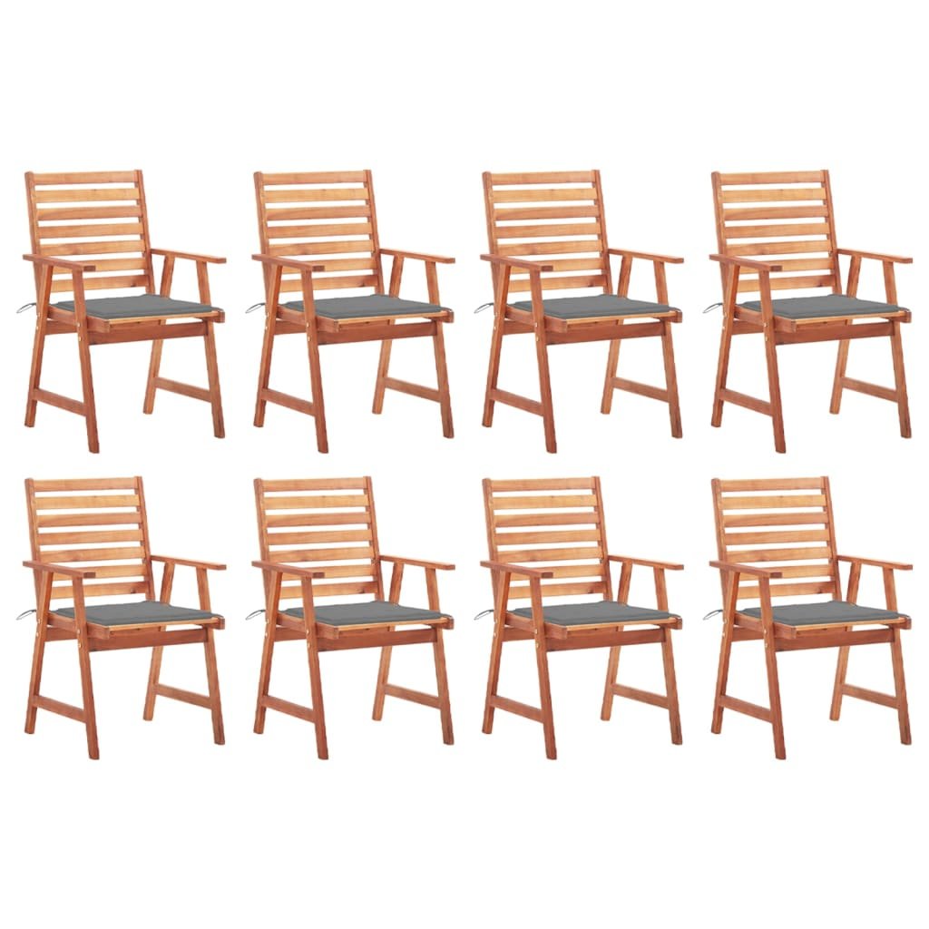 vidaXL Chaises à dîner d’extérieur 8 pcs avec coussins Acacia massif