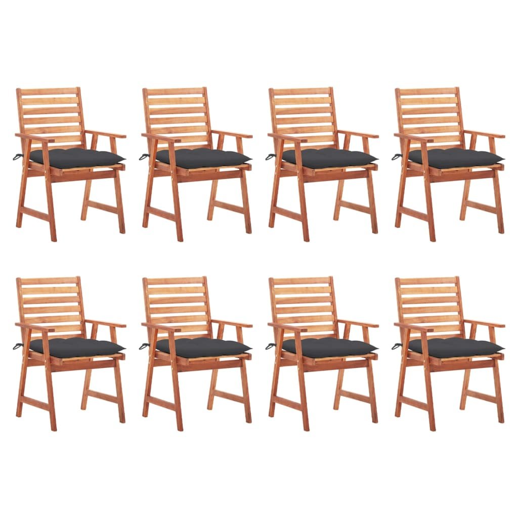 vidaXL Chaises à dîner d’extérieur 8 pcs avec coussins Acacia massif