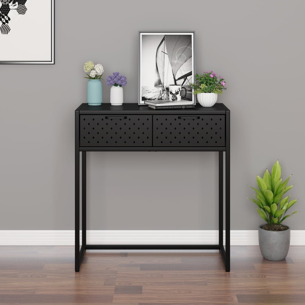 vidaXL Table console Noir 72x35x75 cm Acier