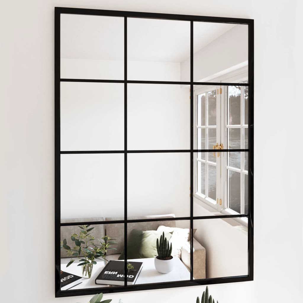 vidaXL Miroir mural noir 80×60 cm métal