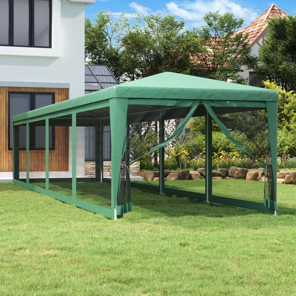 vidaXL Tente de fête et 10 parois latérales en maille Vert 3×12 m PEHD