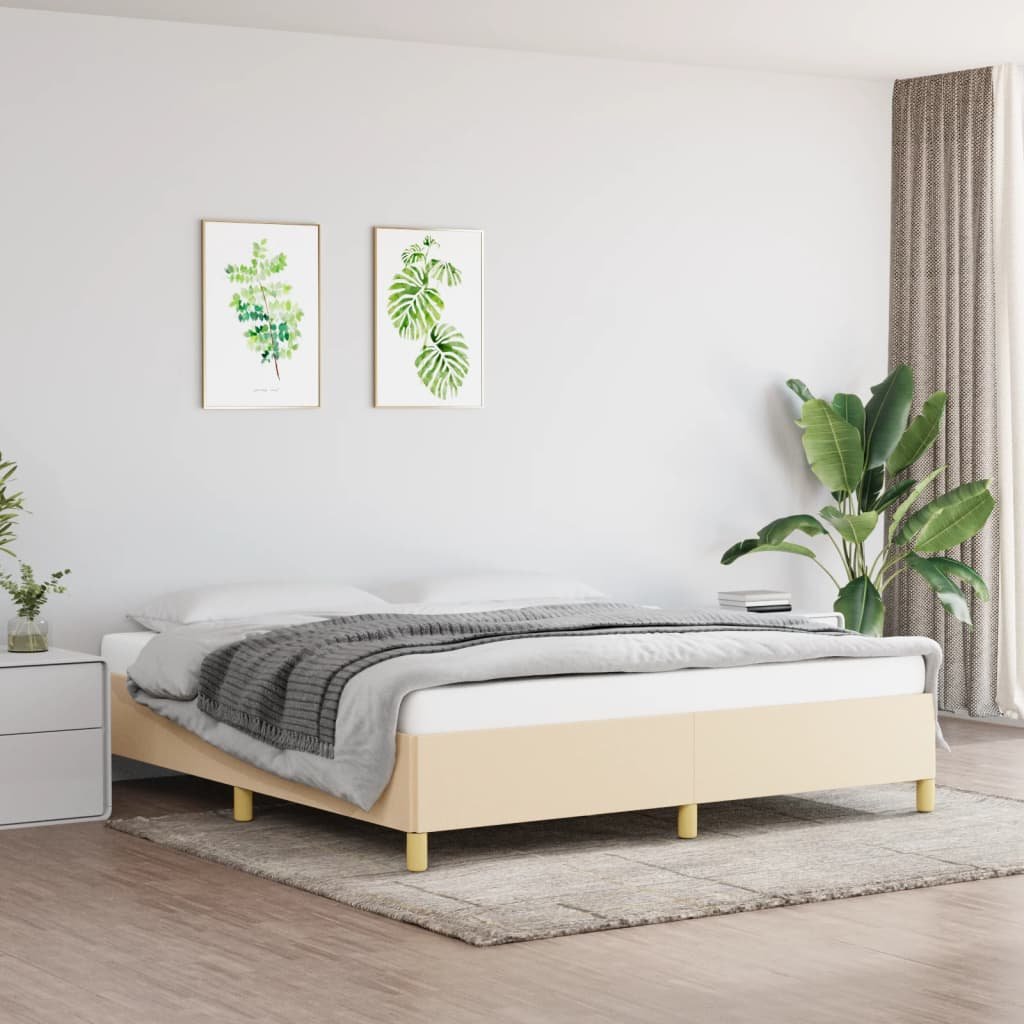 vidaXL Cadre de lit sans matelas crème 160×200 cm tissu