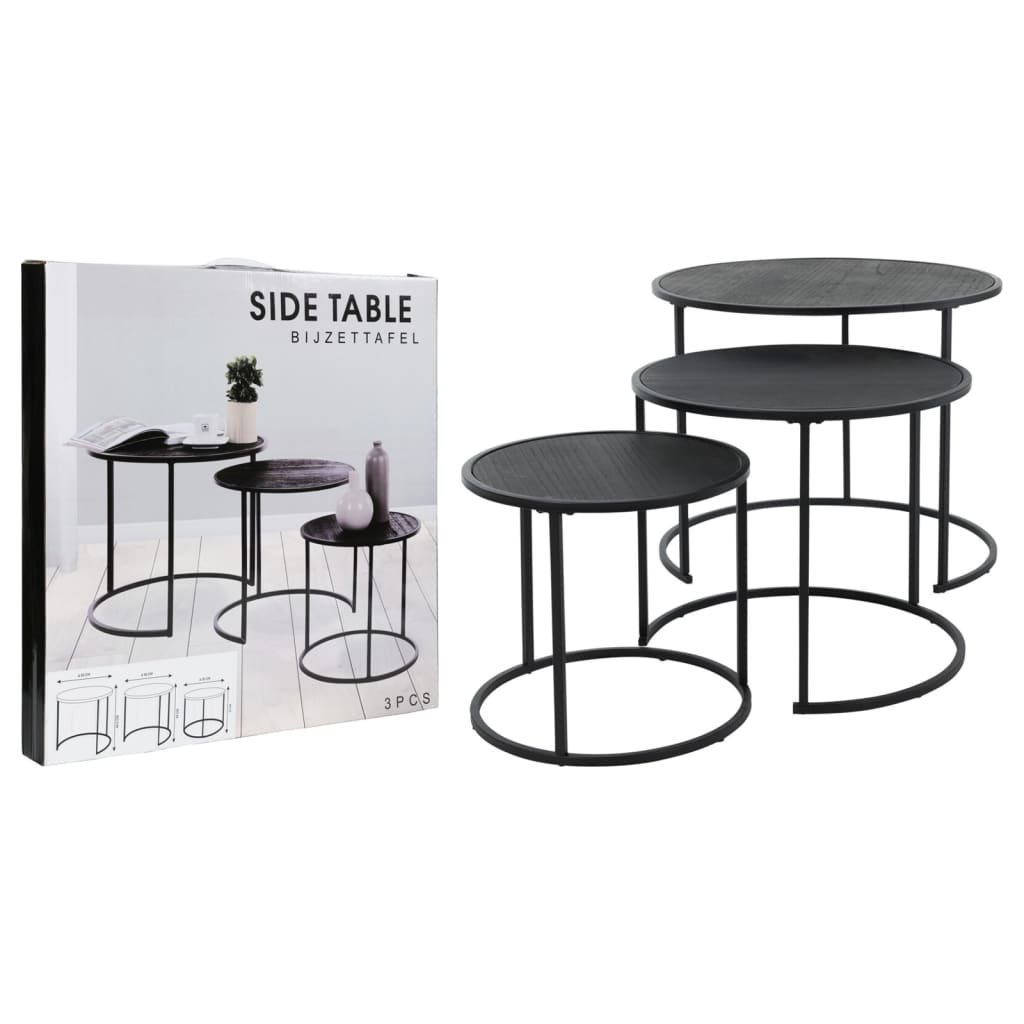 H&S Collection Ensemble de tables d’appoint 3 pcs noir