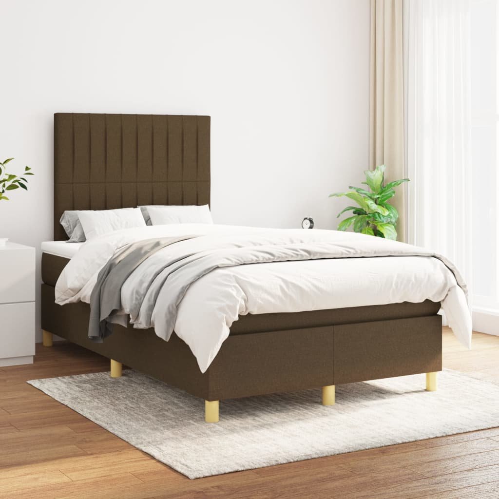 vidaXL Sommier à lattes de lit avec matelas Marron foncé 120×200 cm