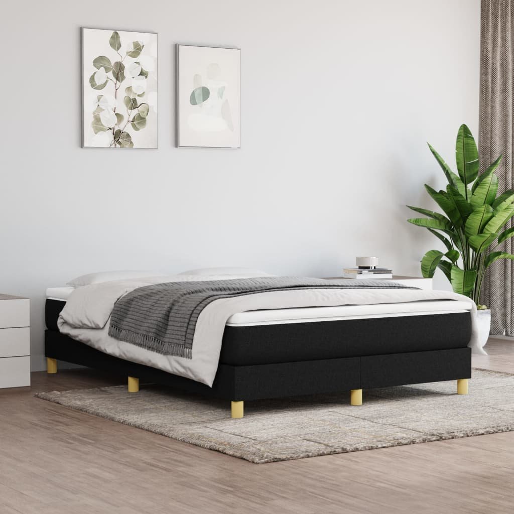 vidaXL Sommier à lattes de lit avec matelas Noir 140×190 cm Tissu