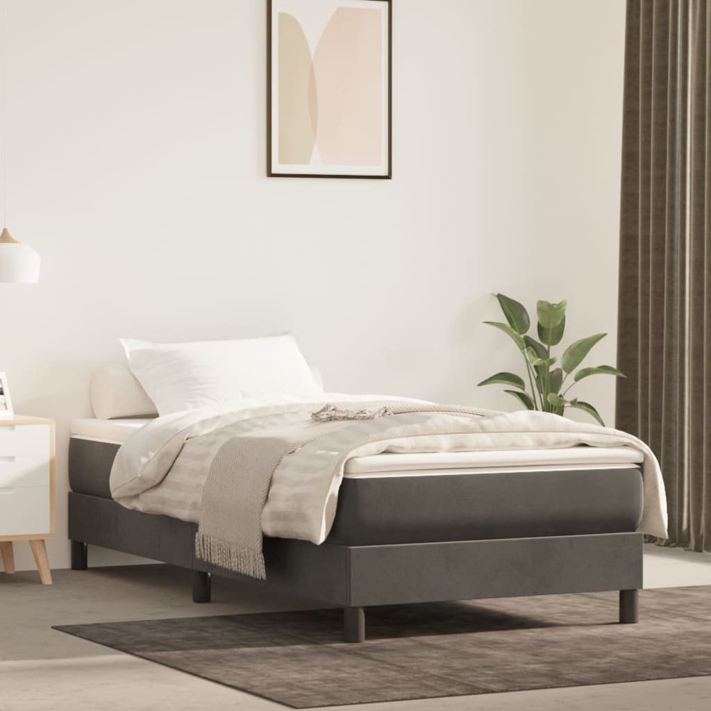 vidaXL Sommier à lattes de lit avec matelas Gris foncé 100×200 cm