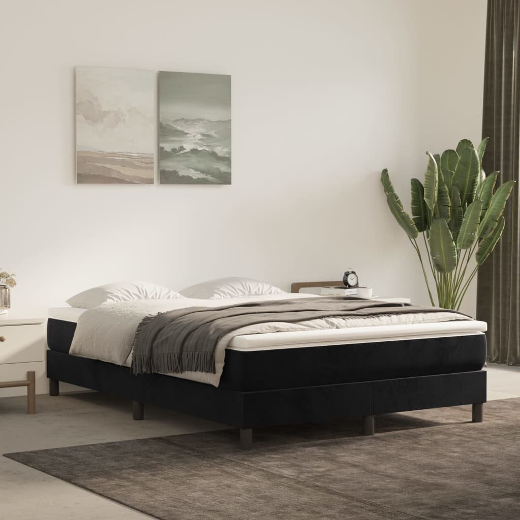 vidaXL Sommier à lattes de lit avec matelas Noir 140×200 cm Velours