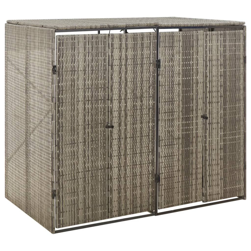 vidaXL Abri pour poubelle double Gris 140x80x117 cm Résine tressée