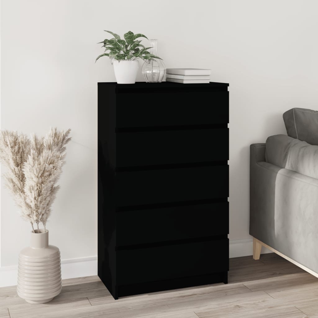 vidaXL Commode Noir 60x36x103 cm Bois d’ingénierie