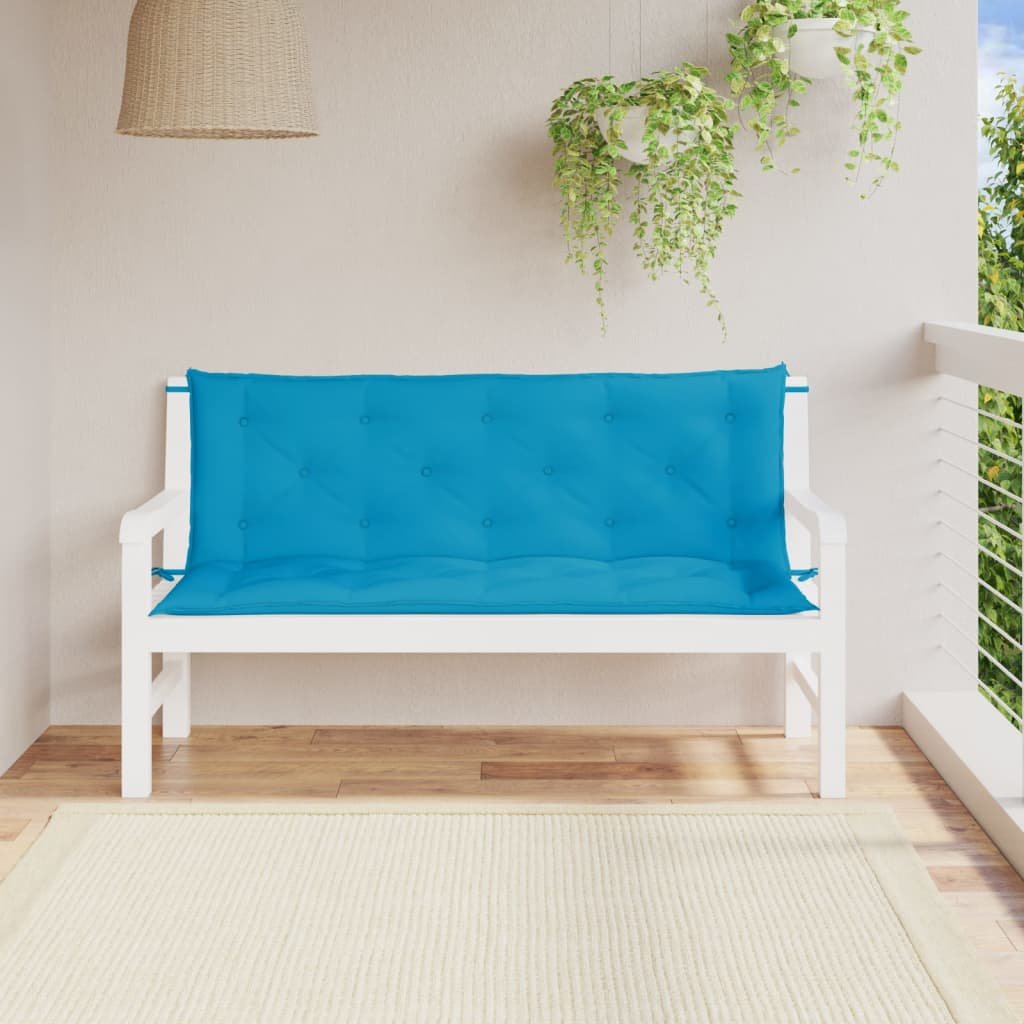 vidaXL Coussins de banc de jardin lot de 2 bleu clair tissu Oxford