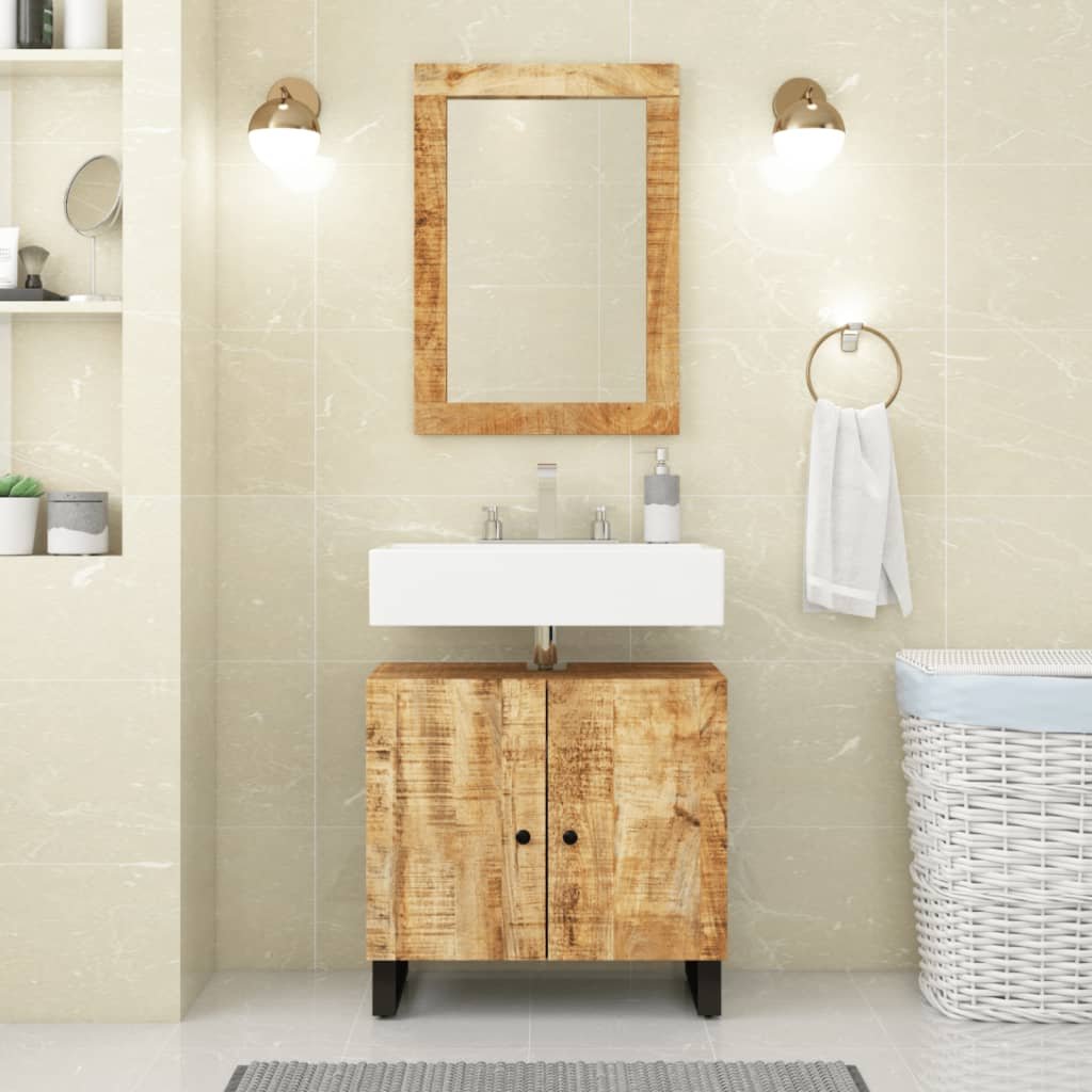 vidaXL Miroir 70×50 cm bois de manguier massif et verre