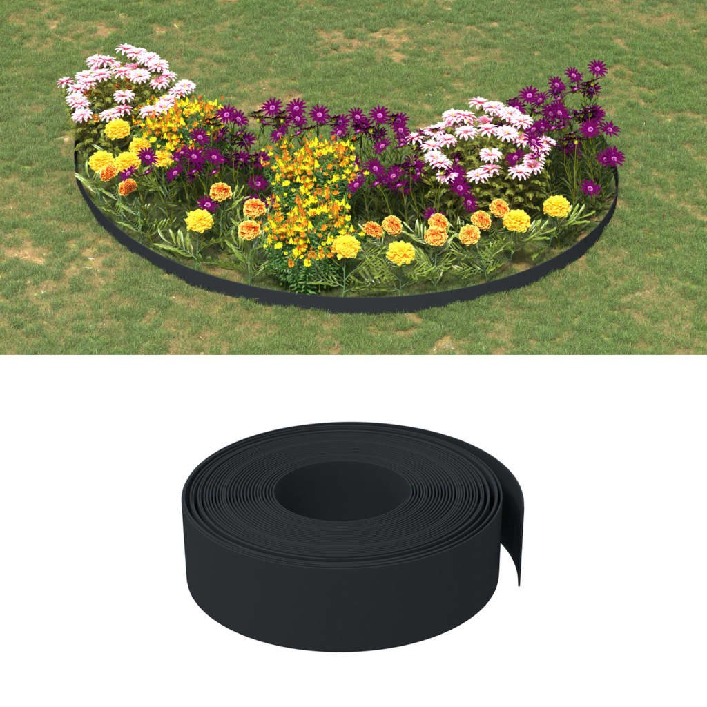 vidaXL Bordures de jardin 4 pcs noir 10 m 15 cm polyéthylène