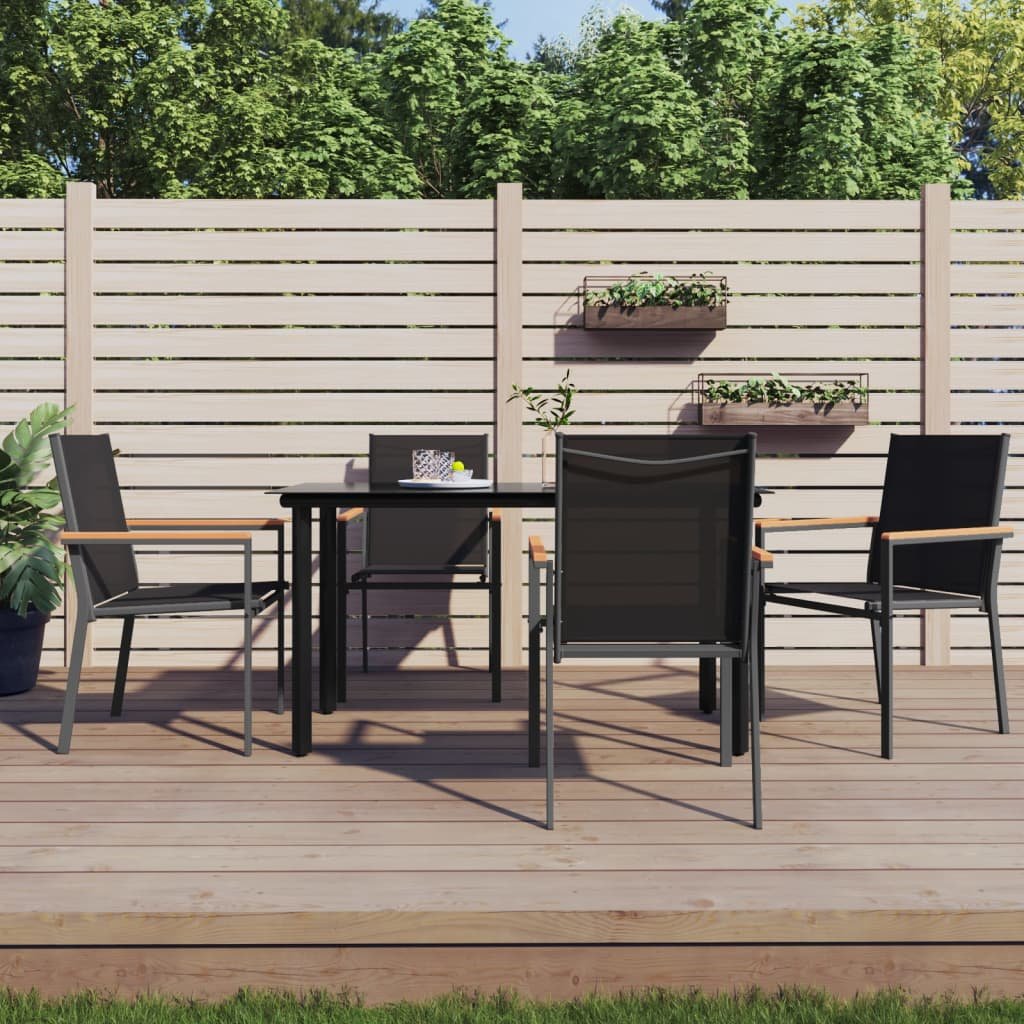 vidaXL Chaises de jardin lot de 4 noir 55×61,5x90cm textilène et acier