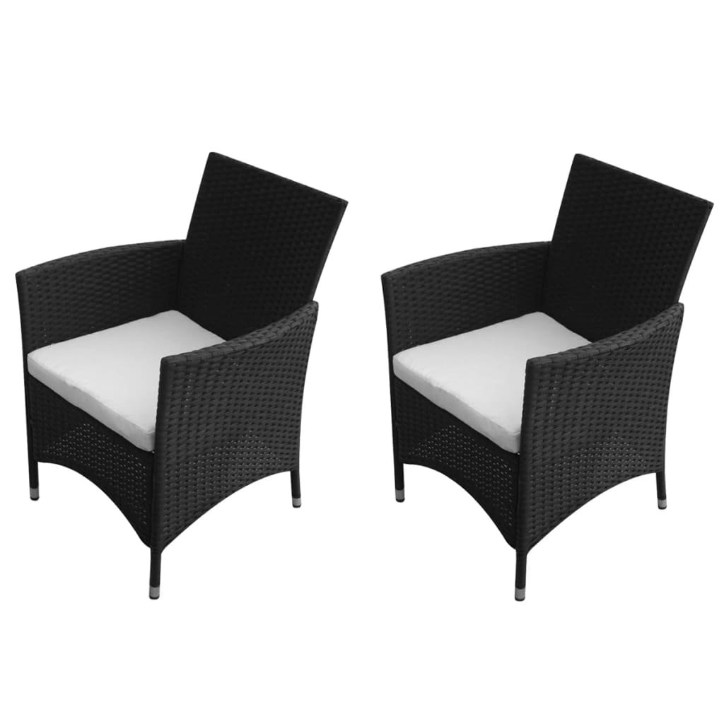 vidaXL Chaises de jardin lot de 2 Résine tressée Noir