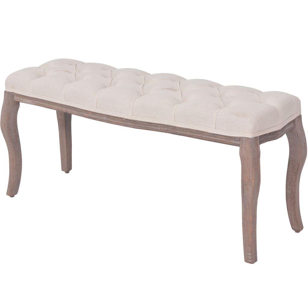 vidaXL Banc Lin Bois massif 110 x 38 x 48 cm Blanc crème