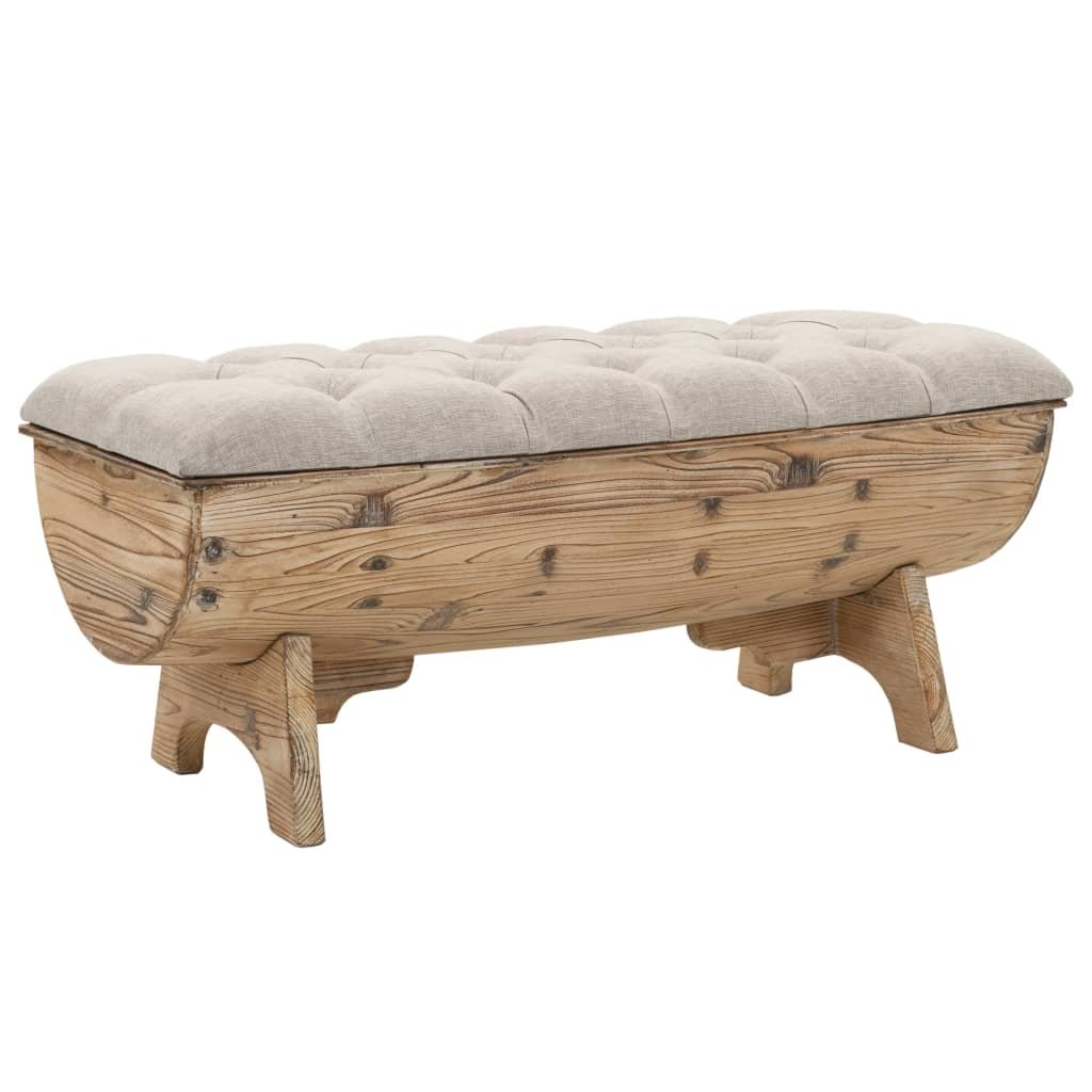 vidaXL Banc de rangement Bois massif et tissu 103 x 51 x 44 cm