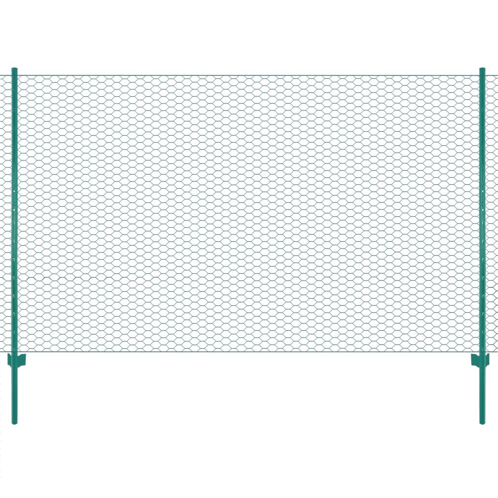 vidaXL Clôture en grillage métallique avec poteaux Acier 25×2 m Vert