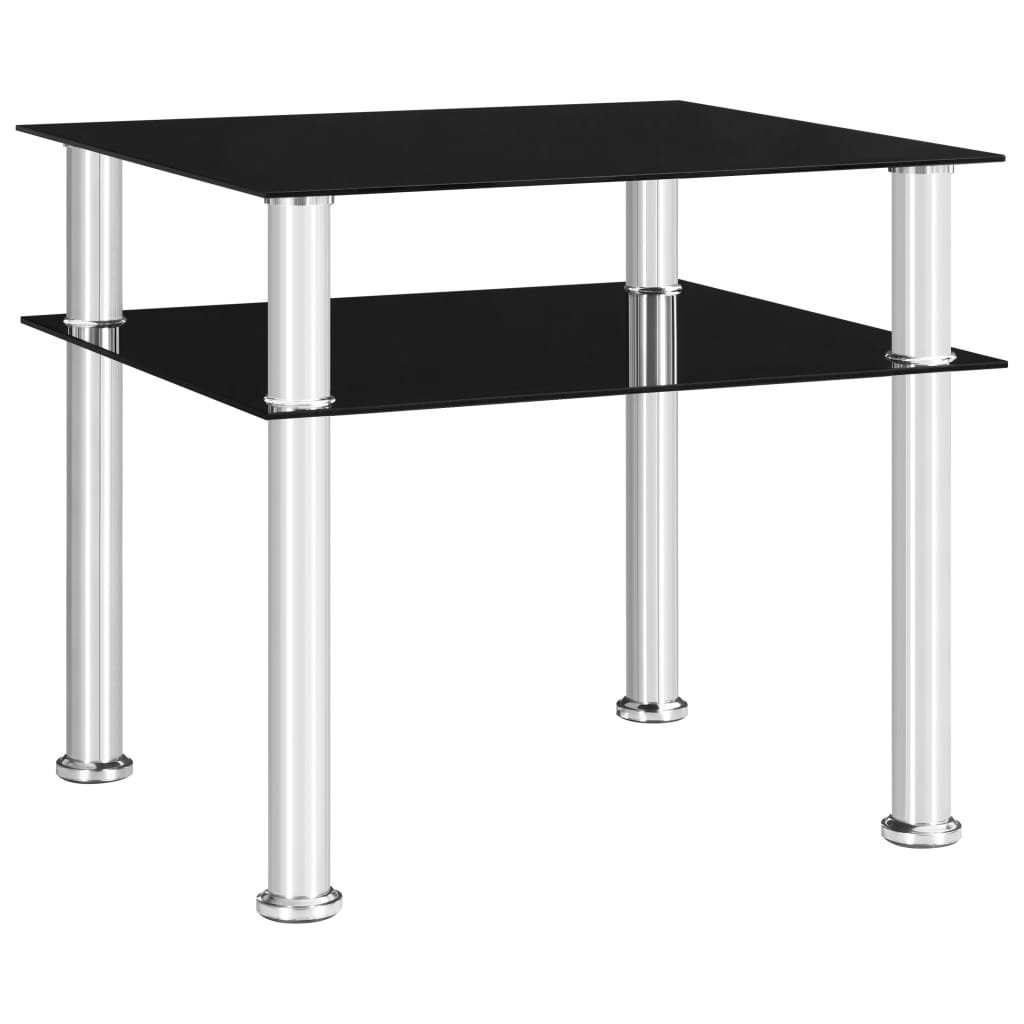 vidaXL Table d’appoint Noir 45x50x45 cm Verre trempé