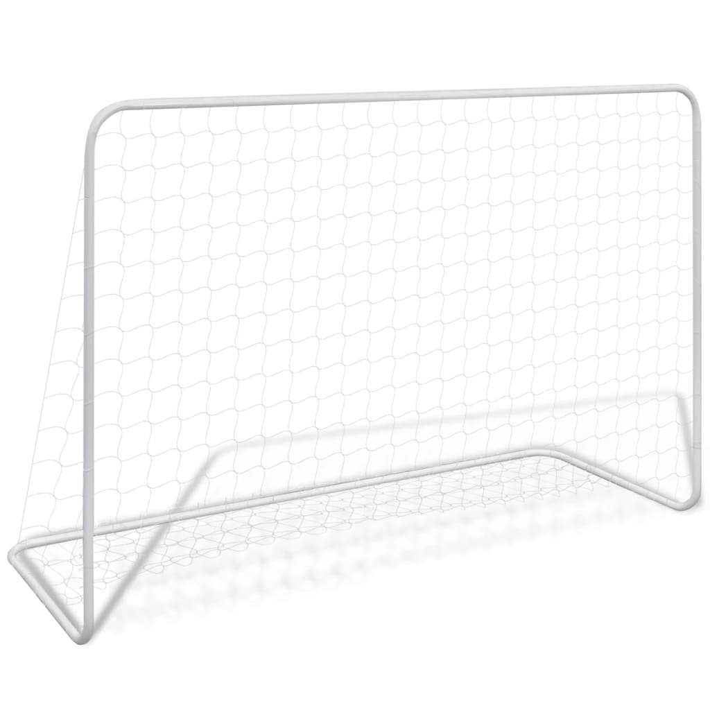 vidaXL But de football avec filet 182x61x122 cm Acier Blanc