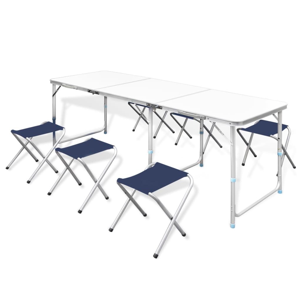 vidaXL Jeu de table pliable de camping et 6 tabourets 180×60 cm