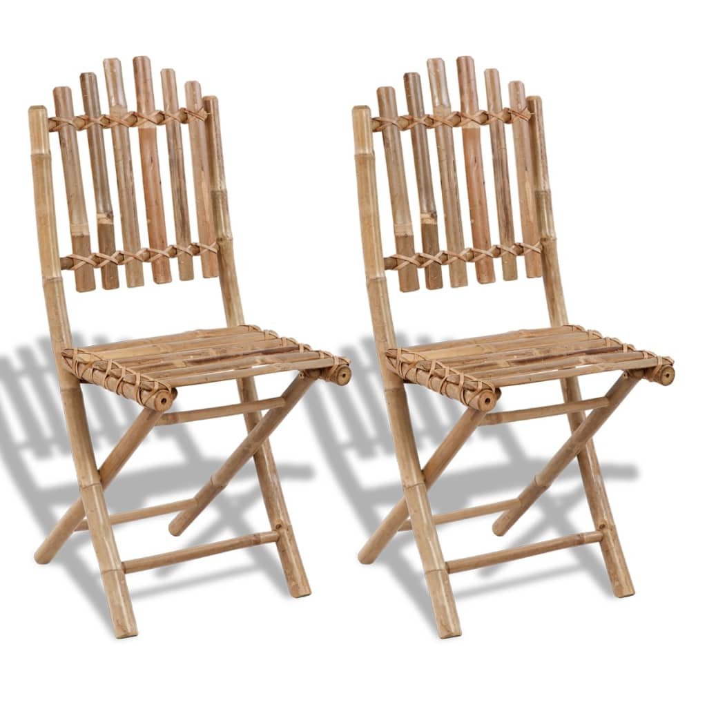 vidaXL Chaises pliables de jardin lot de 2 Bambou