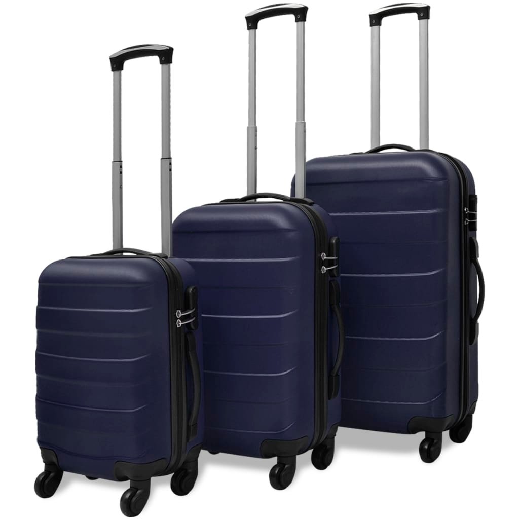 vidaXL Valise rigide 3 pièces Bleu 45,5/55/66 cm