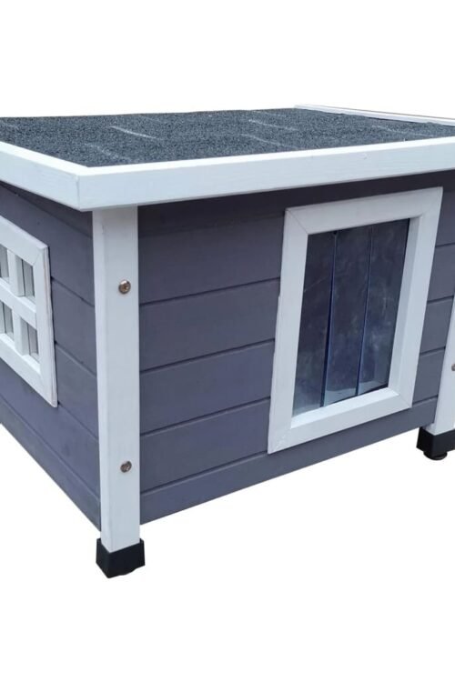 @Pet Maison d’extérieur pour chats 57x45x43 cm Bois Gris et blanc