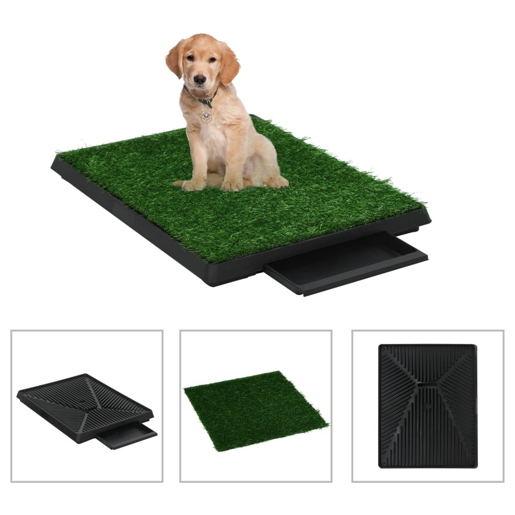 vidaXL Tapis pour animaux 2 pcs avec plateau et gazon artificiel Vert