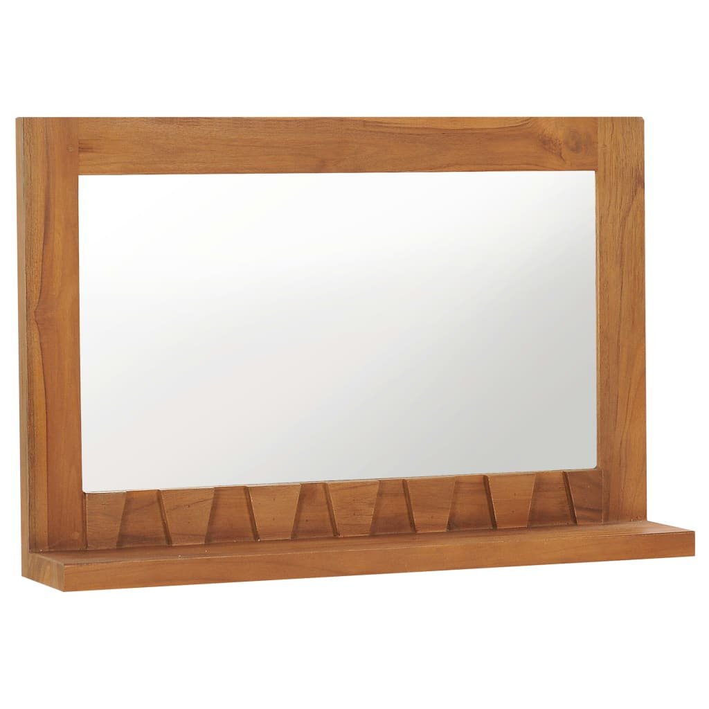 vidaXL Miroir mural avec étagère 60x12x40 cm Bois de teck massif