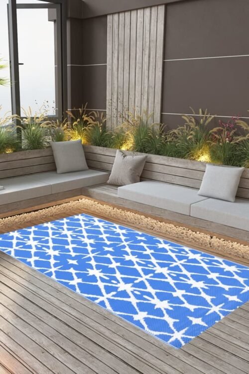 vidaXL Tapis d’extérieur Bleu et blanc 120×180 cm PP