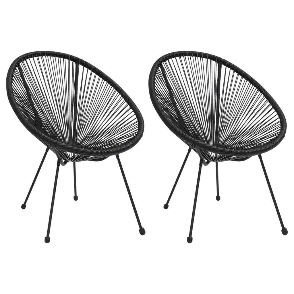 vidaXL Chaises de jardin en forme de lune lot de 2 Rotin Noir