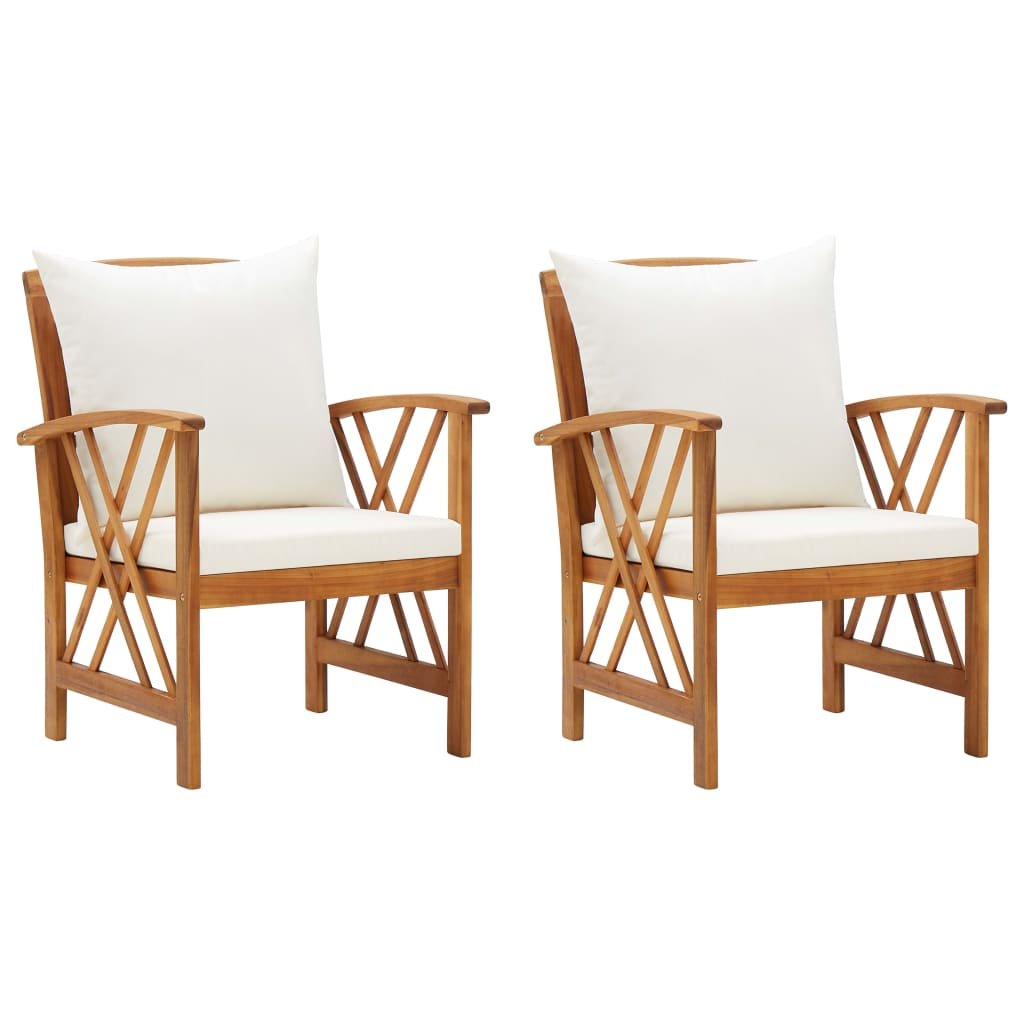 vidaXL Chaises de jardin avec coussins lot de 2 Bois d’acacia massif