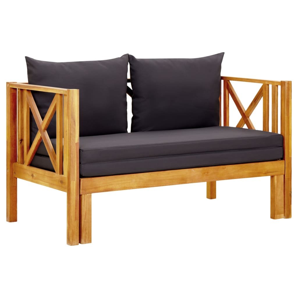 vidaXL Banc de jardin 2 places et coussins 122 cm Bois d’acacia massif