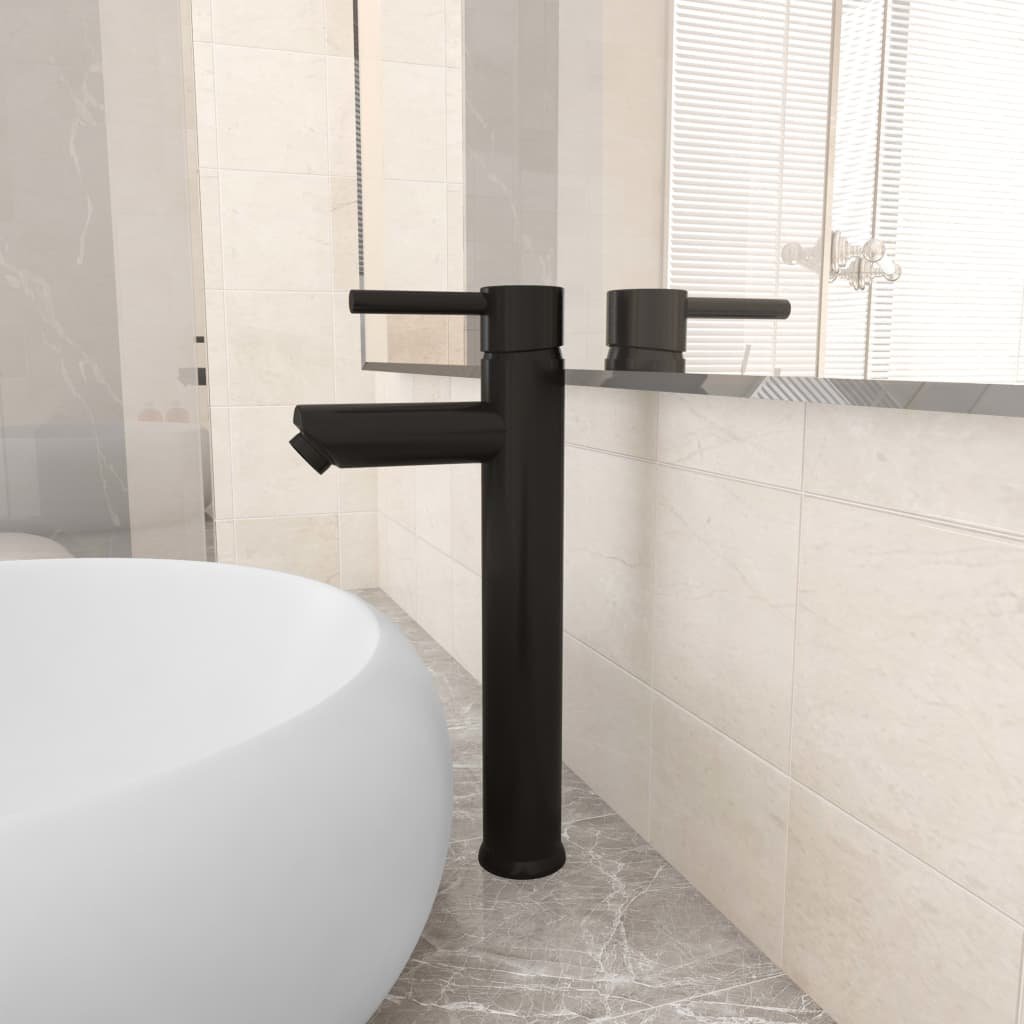 vidaXL Mitigeur de salle de bain Noir 12×30 cm