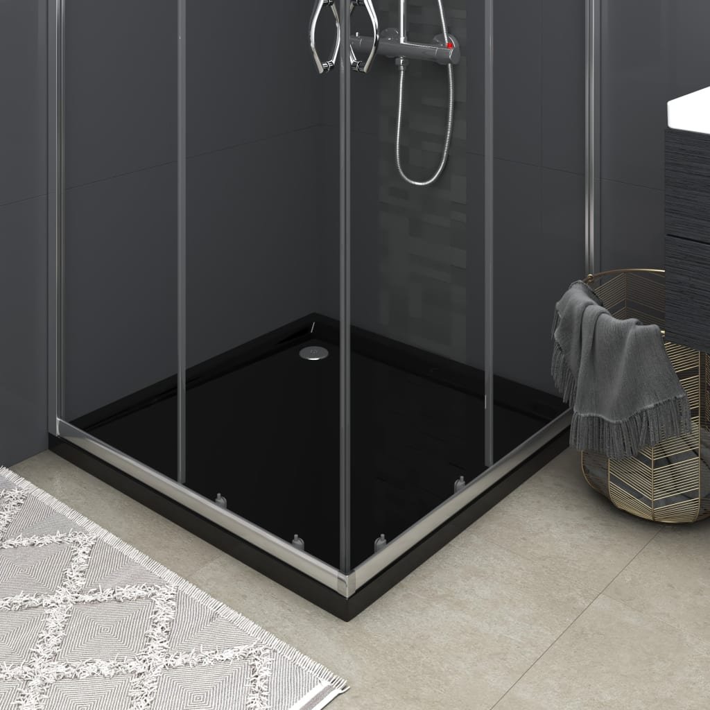 vidaXL Receveur de douche carré ABS Noir 80×80 cm